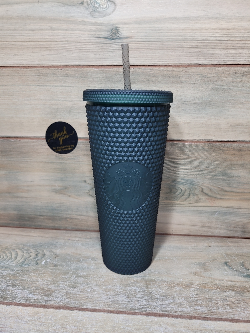 Starbucks Matte Green Studded Spike Tumbler 24oz Cup With Straw